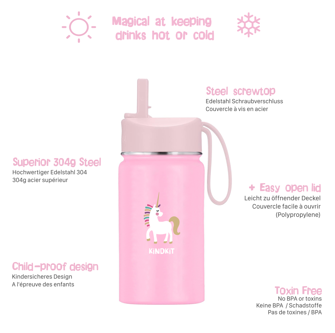 'Magical Unicorn' (350ml) stainless steel drinking bottle