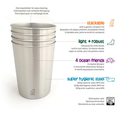 'Friendly Ocean Animals' (280ml/4 Per Pack) 