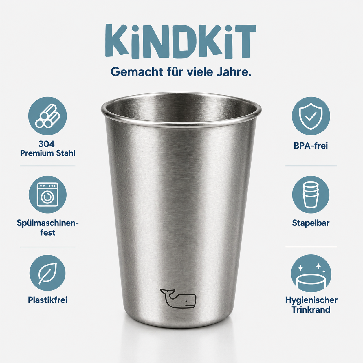 Edelstahl Kinderbecher Set 280ml (4er Set) – Ozeanfreunde