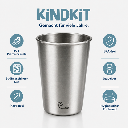 Edelstahl Kinderbecher Set 280ml (4er Set) – Ozeanfreunde