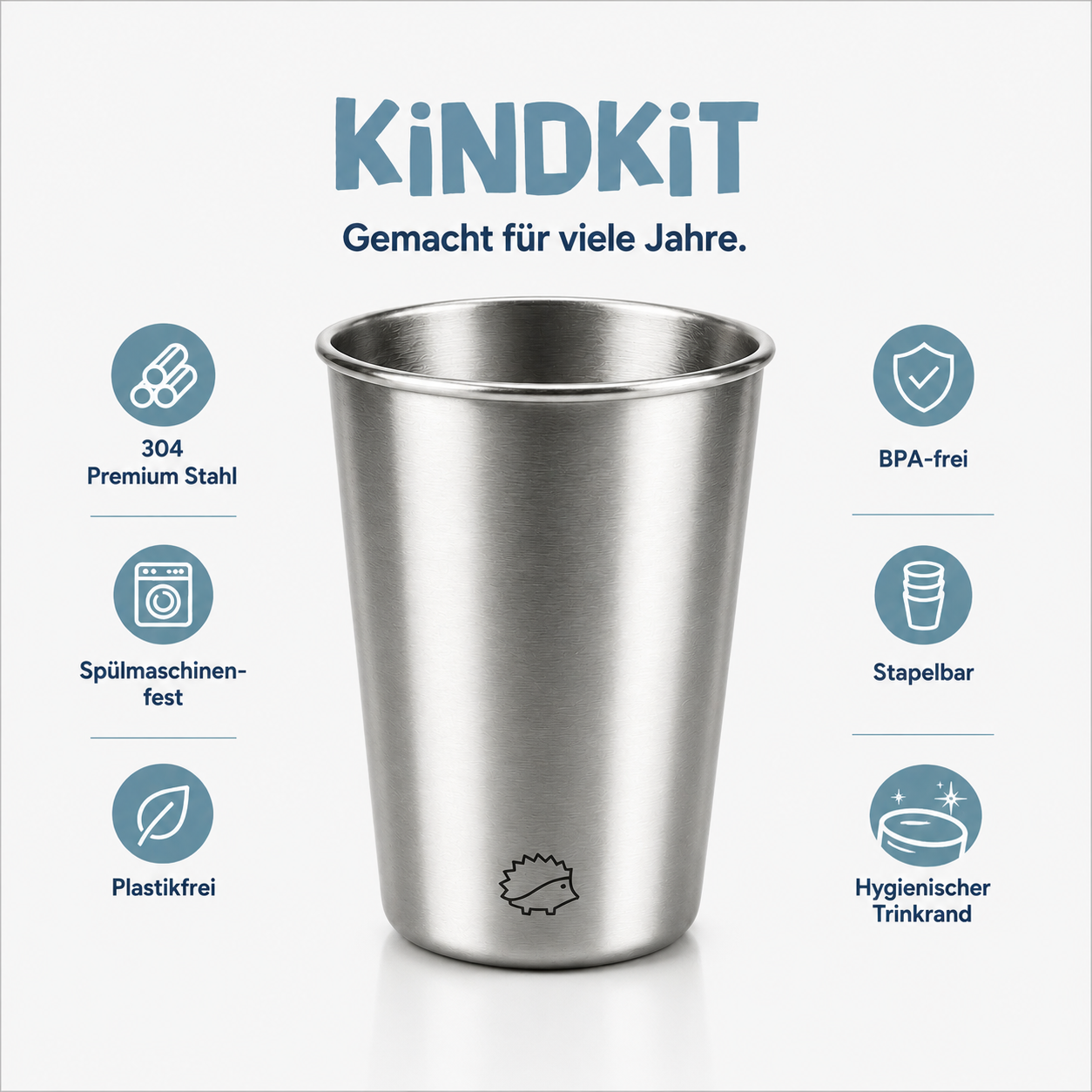 Edelstahl Kinderbecher Set 280ml (4er Set) – Waldtiere