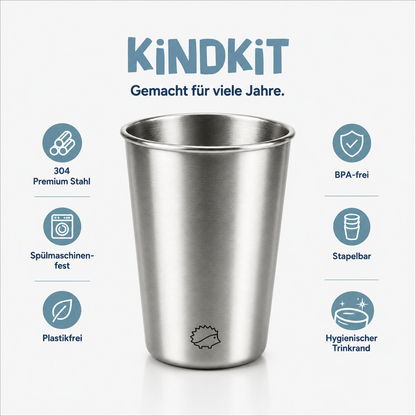 Edelstahl Kinderbecher Set 280ml (4er Set) – Waldtiere