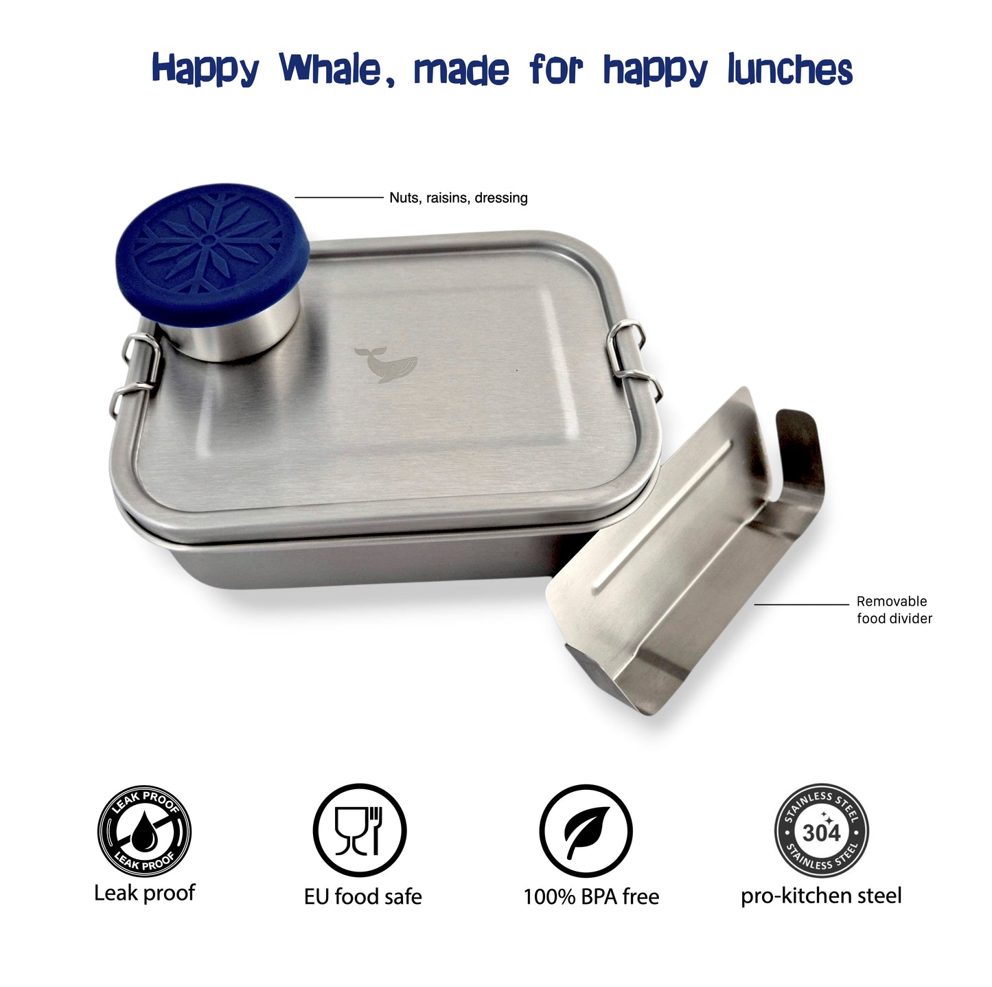 "Happy Whale" - Leak-proof stainless steel lunch box 