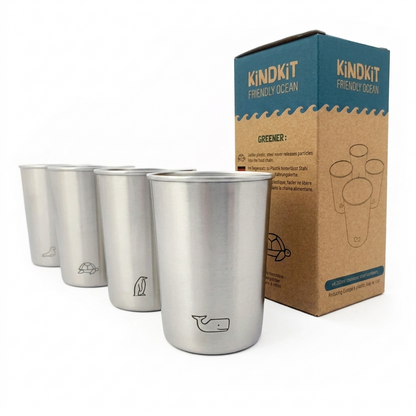 KiNDKiT Friendly Ocean Edelstahl Kinderbecher Set 280ml mit Geschenkbox