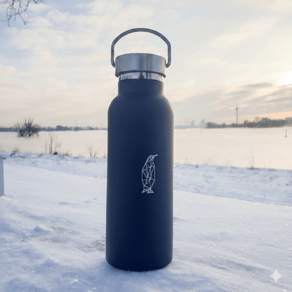 Geometric Penguin Stainless Steel Bottle – Modern Design, All-Day Hydration